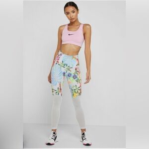 Nike Pro Floral Tropical Palm Print Colorblock Leggings - Size Medium